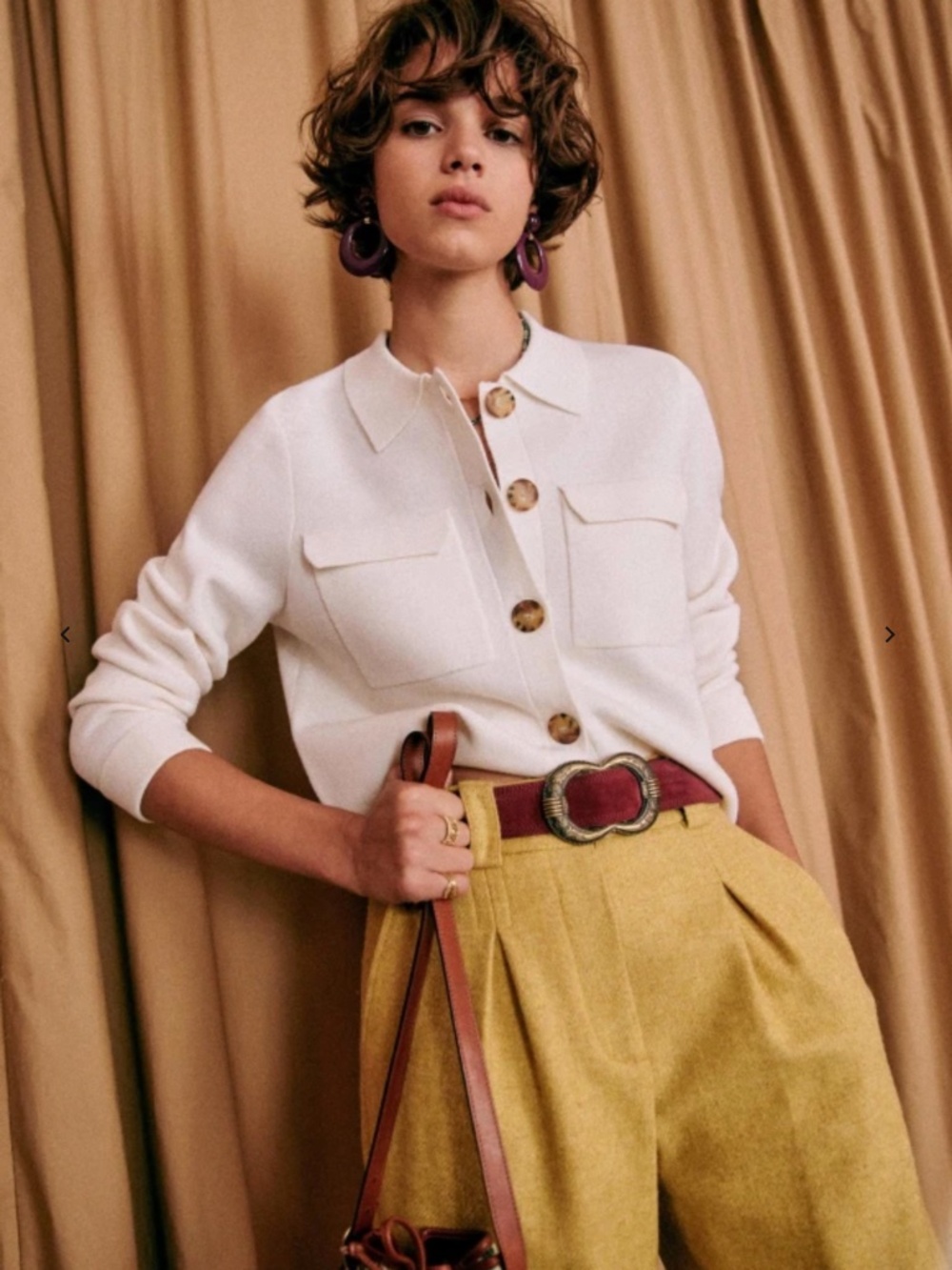 NWT SEZANE Betty Cardigan - White
